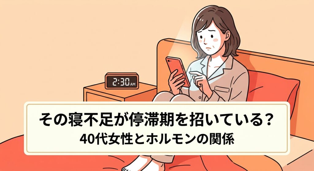 睡眠不足がダイエットの停滞期を招く仕組みを、40代女性とホルモンの関係から解説する記事のアイキャッチ画像