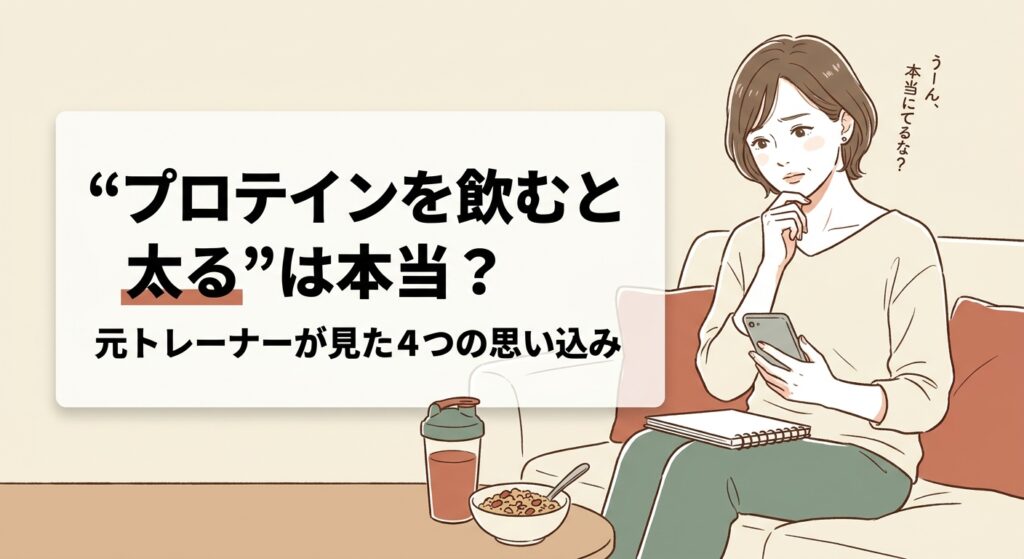 「プロテインを飲むと太る」は本当かを解説する記事のアイキャッチ画像