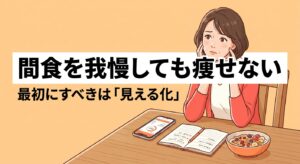 間食を我慢しても痩せない40代女性が、食事のPFCバランスを見える化することの大切さに気づく記事のアイキャッチ画像