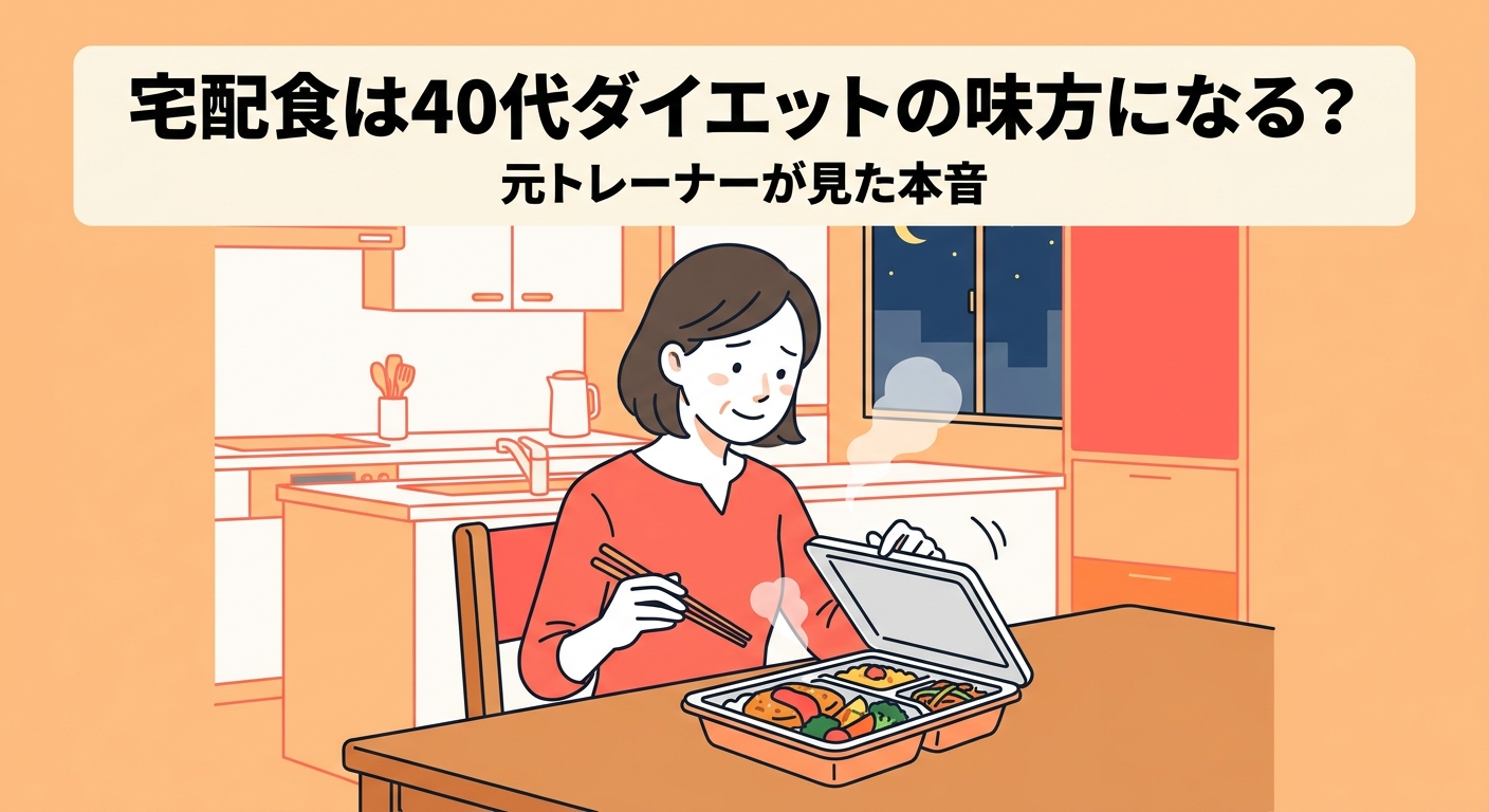 宅配食・ミールキットが40代ダイエットの味方になるか、元トレーナーが本音を語る記事のアイキャッチ画像