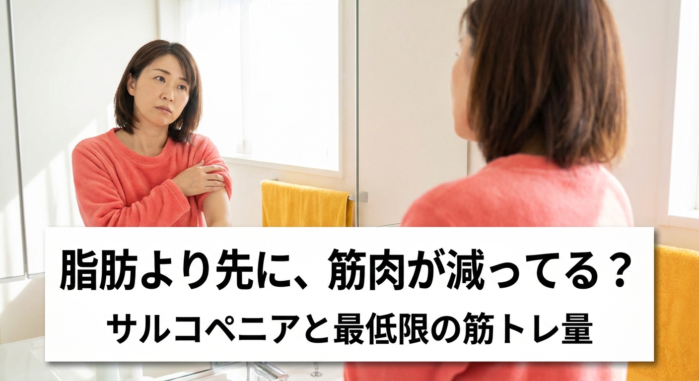 40代から先に減っていくのは脂肪より筋肉、サルコペニアと最低限必要な筋トレ量を紹介する記事のアイキャッチ画像